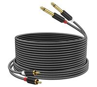 J&D RCA vers Jack 6,35mm Câble 6M, RCA Câble Plaqué Or Série Audiowave 2 x 6,35mm (1/4 Pouce) Mâle TS à 2 RCA Mâle PVC Décortiqué Adaptateur Audio stéréo Y Splitter RCA Câble avec Tresse en Nylon