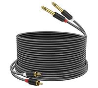 J&D RCA vers Jack 6,35mm Câble 7,5M, RCA Câble Plaqué Or Série Audiowave 2 x 6,35mm (1/4 Pouce) Mâle TS à 2 RCA Mâle PVC Décortiqué Adaptateur Audio stéréo Y Splitter RCA Câble avec Tresse en Nylon