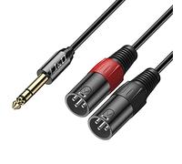 J&D TRS 6,35mm 1/4 vers 2 XLR Répartiteur en Y Câble, PVC écalé Unbalanced 2x XLR Mâle à 6.35mm Mâle Audio Stéréo Adaptateur de Patch Câble Interconnexion pour Speaker Mic Guitare Mixer AMP, 1,8m