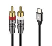 J&D USB C vers 2 RCA Câble, USB Type-C vers 2RCA Mâle Audio Stéréo y Répartiteur Câble Cord Compatible pour iPhone Série 16/17, Google Pixel 10/9/8, MacBook Pro, Tablettes, Ordinateur Portable, 1 m