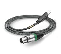 J&D USB C vers XLR Câble Audio Microphone pour Enregistrement Audio, Microphone Dynamique, Câble USB C vers XLR Femelle Tressé Compatible avec iPhone 16/17 Series, 2 m