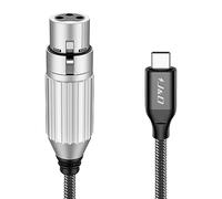 J&D USB C vers XLR Microphone Audio Cable, Câble Tressé USB C vers XLR Femelle pour Enregistrement Audio, Microphone Dynamique, Compatible avec iPhone 16/17 Series, MacBook, 2 m