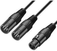 J&D XLR Femelle vers 2 XLR Mâle Répartiteur en Y Câble, 3 Pin PVC écalé 2x XLR Mâle à XLR Femelle Y Câble Balanced Adaptateur de Câble de Microphone pour Record Mixer AMP Limiter Speaker, 0,48m