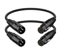 J&D XLR Mâle 3 Broches vers XLR Femelle 5 Broches Câble, Paquet de 2 DMX 512 Revirement Câble de Scène DMX XLR 3 Broches Mâle vers DMX 5 Broches Femelle, 30 cm