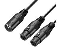 J&D XLR Mâle vers 2 XLR Femelle Répartiteur en Y Câble, 3 Pin PVC écalé 2X XLR Femelle à XLR Mâle Y Câble Balanced Adaptateur de Câble de Microphone pour Record Mixer AMP Limiter Speaker, 0,48m