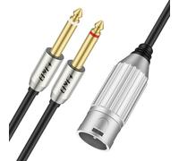 J&D XLR Mâle vers Double 1/4 pouce Y Splitter Cable, 6.35mm 1/4" Jack Mono vers XLR 3 Broches Microphone Audio Cable pour Microphone, Mixeur, Amplificateur, 2 Mètre