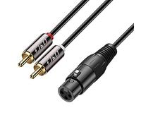 J&D XLR vers 2 RCA Répartiteur en Y Câble Patch, PVC écalé Unbalanced 2X RCA Mâle à XLR Femelle Audio Stéréo Adaptateur de Câble Interconnexion pour Mixeur de Microphone à Condensateur AMP, 0,9 Meter