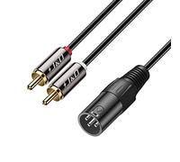 J&D XLR vers 2 RCA Répartiteur en Y Câble Patch, PVC écalé Unbalanced 2X RCA Mâle à XLR Mâle Audio Stéréo Adaptateur de Câble Interconnexion pour Mixeur de Microphone à Condensateur AMP, 1,8 Meter