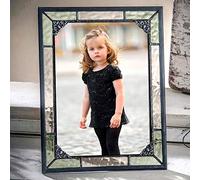 J Devlin Glass Art Cadre photo 12,7 x 17,8 cm - Verre teinté vert et jaune - Décoration d'intérieur vintage - Chevalet vertical horizontal - Photo de bébé - 404-57HV