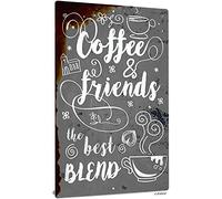 J.DXHYA Plaque en métal vintage pour café, bar, décoration murale pour la maison, la cuisine, 30,5 x 20,3 cm, panneau en aluminium - Coffee Friends The Best Blend Plaque Club Pub