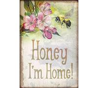 J.DXHYA Poster en métal avec inscription « Honey I'm Home » - Décoration murale - 30,5 x 20,3 cm - Plaque rétro vintage