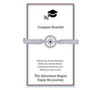 J.Endéar Bracelet Boussole Cadeau pour Diplômée, Bijoux Femme Argent 925, Bracelet Fille Cordon filigrané fait main ajustable, Félicitations Cadeau d'encouragement pour Elle/Il, Gris