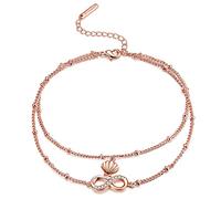 J.Endéar Bracelet Cheville Infini Femme en Couches Plage Chaînes de Pied Réglable Bijoux pour Les Femmes et Les Filles Argent Or Or Rose