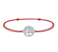 J.Endéar Bracelet de Cheville Arbre de Vie Femme Fille Argent avec Zircone, Corde Fait Main Bracelet de Cheville Amour Amitié Cadeau d'été 37cm Réglable, Rouge