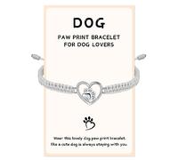 J.Endéar Bracelet Patte de Chien pour Femmes Filles, Argent 925 avec Cordon Tressé Fait Main Bracelet Réglable Chaîne, Patte Bijoux Cadeau pour Chien Animaux Amoureux, Gris