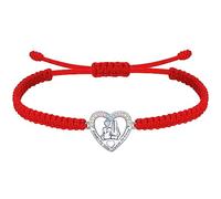 J.Endéar Bracelet Sœur pour Femme Fille, Argent 925 Coeur Bijoux Bracelet Cordon Tressé Fait Main Réglable, Cadeaux d'Amitié pour Âme Sœur Meilleurs Amis, Rouge