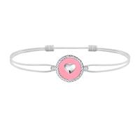 J.Endéar Coeur Bracelet de Cheville pour Fille Femme, Argent 925 Bracelet de Cheville Émail Rose Imperméable, Boho Cordon Gris Bracelet de Cheville Réglable, Été Plage Bijoux Original