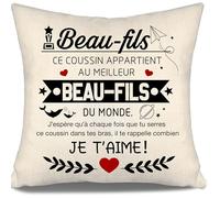 J’espère Qu’à Chaque Fois Que tu serres ce Coussin dans tes Bras il Te rappelle Combien Je t’Aime Housses de Coussin pour Beau-Fils Cadeau d'anniversaire de Noël (Beau-Fils a)