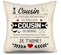 J’espère Qu’à Chaque Fois Que tu serres ce Coussin dans tes Bras il Te rappelle Combien Je t’Aime Housse de Coussin pour Cousin Anniversaire Cadeau de Noël Meilleur Cousin (Cousin-a)