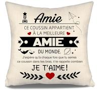 J’espère Qu’à Chaque Fois Que tu serres ce Coussin dans tes Bras il Te rappelle Combien Je t’Aime Housses de Coussin pour Amie Femme Anniversaire Graduation Cadeau de Noël Cadeau d'amitié(Amie-a)