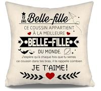 J’espère Qu’à Chaque Fois Que tu serres ce Coussin dans tes Bras il Te rappelle Combien Je t’Aime Housses de Coussin pour Belle-Fille Cadeau d'anniversaire de Noël(Belle-Fille a)
