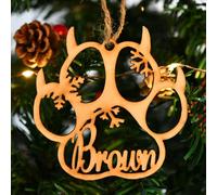 J-FS Boule de Noël Personnalisée en Bois, Pendentif Chien Chat, Décoration Ornement de Sapin pour Famille, Mon 1er Noël (1 pcs, F)