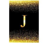 J: Guitar Tab Notebook - Initial Monogram Letter J College Ruled Guitar Notebook - Printed Glitter Black And Gold: 6 String Guitar Chord And Tablature Staff Music Paper For Guitar Players, Musicians,
