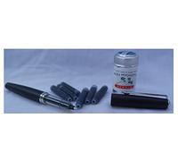 J HERBIN en métal Noir stylo roller avec pointe fine et boîte de 6 cartouches Bleu, Bleu myosotis