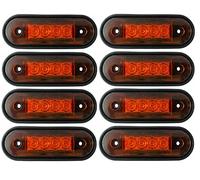 J/J 8 Feux de Gabarit Latéraux LED Orange 12V 24V pour Barre Support Incurvé Camion Remorque