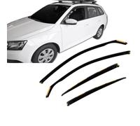 J&J AUTOMOTIVE Heko Déflecteurs d'air et de Vent pour Skoda Fabia 3 2014-2021 5P. Berline/Break, Lot de 4pcs, Teintés, Avant et Arrière, Aérodynamique