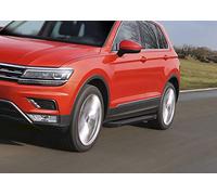 J&J AUTOMOTIVE Marche-Pieds Basic Noir Aluminium seuil pour Volkswagen Tiguan 2017-2024, Lot de 2 Pcs, Certificat ABE, Matériel de Montage Inclus