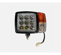 J/J Phare Avant Conduite + Clignotant LED 12V-24V 27W Gauche Cable avec Prise a 4 Broches Universels Pour Agricole Tracteur Excavatrice Moissonneuse