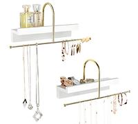 J JACKCUBE DESIGN MK692A Lot de 2 supports muraux à suspendre pour colliers, bagues, bracelets et boucles d'oreilles avec étagère blanche
