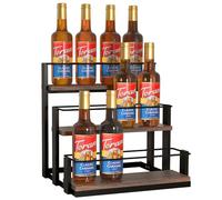 J JACKCUBE DESIGN MK815A Étagère de Rangement à 3 Niveaux en Bois Rustique et Fil métallique pour 12 Bouteilles de sirop, vin, Vinaigrette