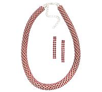 J. Jayz Parure de bijoux rouge ru rgent, Taille One Size