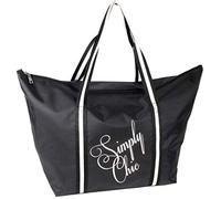 J JONES JENNIFER JONES Shopper Femme avec Fermeture éclair, Sac de Loisirs Familial, Sac de Pique-Nique, Sac d'embarquement Extra Large XXL Noir