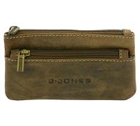 J.Jones - Sac à clés, Porte-clés avec 2 anneaux pour clés, cuir véritable marron antique, 12,5 x 7,5 cm