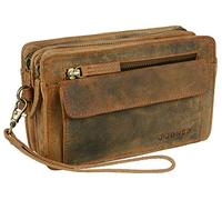 J.Jones - Sac de poignet en cuir véritable - sac pour hommes - porte-documents - Marron