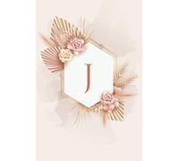 J: Journal intime Nude & Fleurs Élégant - Personnalisé Initiale Prénom Lettre J Rose Cuivré Doré Floral - Carnet de Notes - Femme, Fille, Ado - Idée cadeau