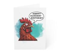 J&J'S TOYSCAPE Carte d'anniversaire avec motif poulet, carte d'anniversaire amusante et folle de poulet, carte de poulet grossier, carte de 12,7 x 17,8 cm avec enveloppe, intérieur vierge (Happy