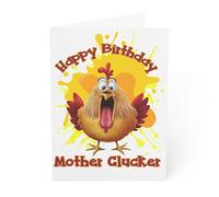 J&J'S TOYSCAPE Carte d'anniversaire motif poulet, carte d'anniversaire amusante et folle de poulet, carte de poulet grossier, carte de 12,7 x 17,8 cm avec enveloppe, intérieur vierge (Happy Birthday