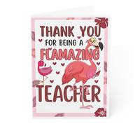 J&J'S TOYSCAPE Carte de remerciement pour enseignant, cadeau de remerciement pour enseignant, carte de remerciement pour enseignant, carte de gratitude, 12,7 x 17,8 cm, intérieur vierge (flamant rose)