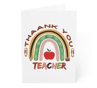 J&J'S TOYSCAPE Carte de remerciement pour professeur, Happy Teacher, carte de gratitude, 12,7 x 17,8 cm, intérieur vierge (arc-en-ciel)