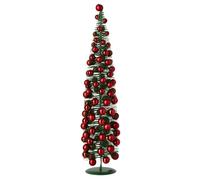 J-Line Arbre Boules de NoÃƒ«l - synthÃƒ©Tique - Vert Foncãƒ©/Rouge NoÃƒ«l - Large