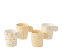 J-Line Boîte de 4 tasses en céramique crème/blanc