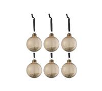 J-Line Boîte de 6 Boules de Noël pailletées - Intérieur en Verre Marron