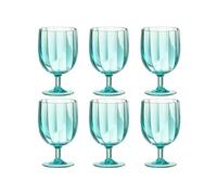 J-Line Boîte de 6 verres à vin en plastique bleu