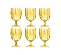 J-Line Boîte de 6 verres à vin en plastique jaune