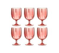 J-Line Boîte de 6 verres à vin en plastique rouge