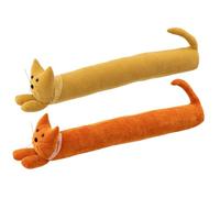 J-Line Boudin de Porte Chat + Foulard - Polyester - Jaune Chaud/Orange foncé - 2 pièces